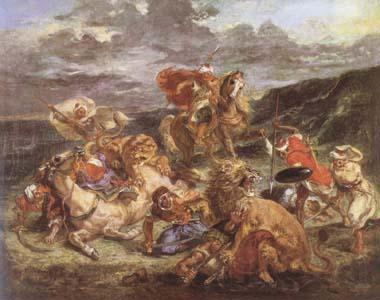 Eugene Delacroix The Lion Hunt (mk09) Norge oil painting art